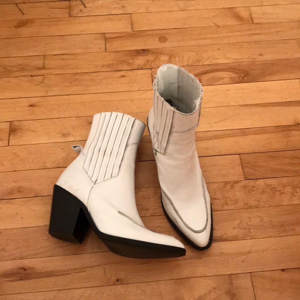 White cowboy style booties from mango